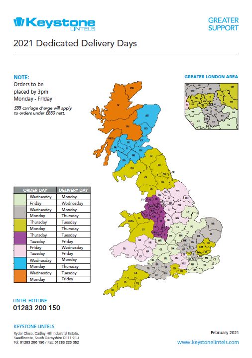 Keystone Lintels Delivery Map