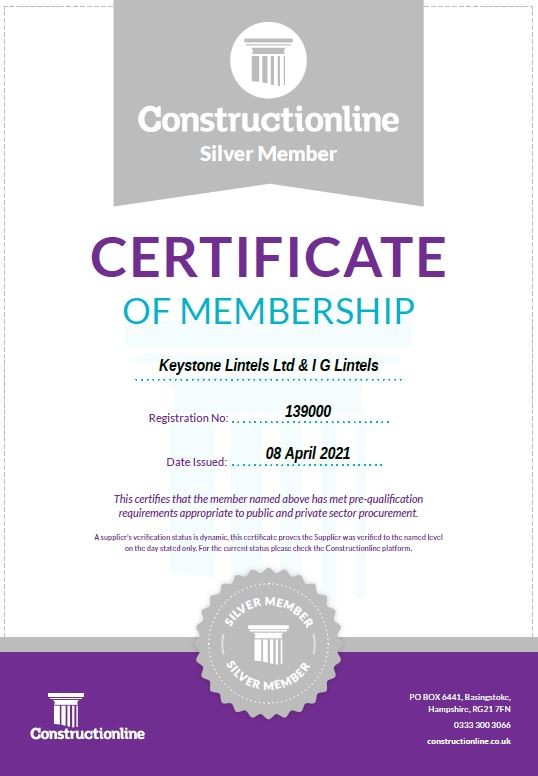 Constructionline Certificate Keystone Lintels