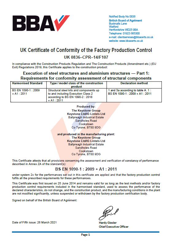 CE Mark Certificate Cookstown