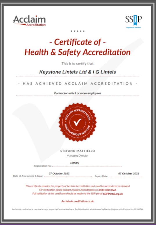 Constructionline Certificate of Health & Safety Accreditation
