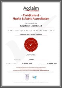 Acclaim Health & Safety Accreditation Certificate