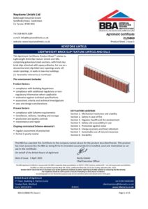 Lightweight Brick Slip Feature Lintels BBA Certificate