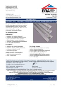 Steel Lintels BBA Certificate