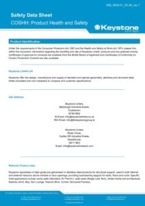 Safety Data Sheet – COSHH: Product Health and Safety