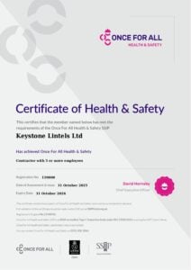Once For All Health & Safety Certificate